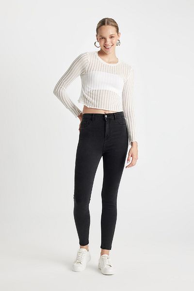 DeFacto High Waist Jegging - Narrow Leg Ankle Length Basic Jeans B7498Ax24Au
