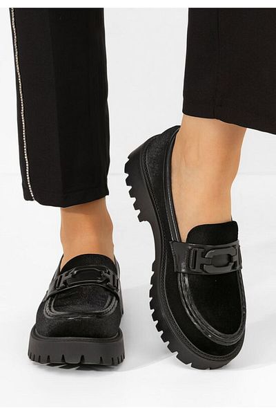 B T Shoes Mocasini cu talpa groasa Angelita negri