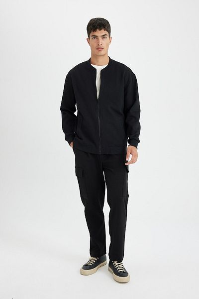 DeFacto College Collar Zipped Relax Fit Double Pocket Seasonal Bomber Cardigan - D2605Ax24Au