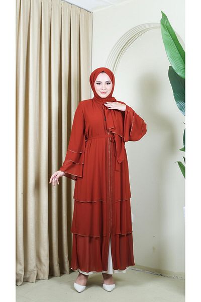 DEMOİSELLE Women's Stone Abaya (with Shawl Gift)