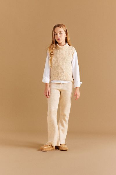 DeFacto Girl's Beige Crew Neck Knitwear Sweater A2894A824Au