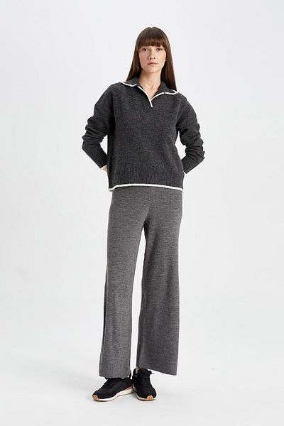 DeFacto Flare Fit Knitwear Trousers - Wide Leg, Straight Waist Elastic T8004Az24Wn