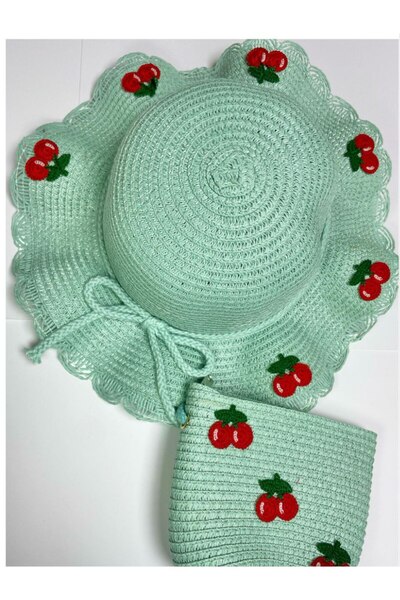 Nilbutik طقم قبعة وحقيبة من القش الملون للفتيات مكون من قطعتين