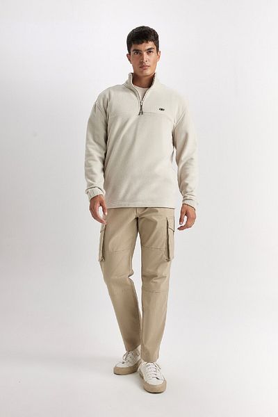 DeFacto Φούτερ Fleece με φερμουάρ Relax Fit Stand γιακά D2348AX24AU