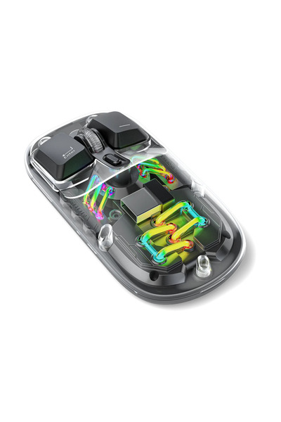 porodo Şeffaf Tasarımlı Kablosuz Mouse, Çift Modlu (Bluetooth 5,0 + 2,4G), RG...