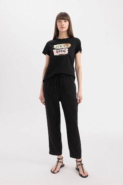 DeFacto Crew Neck Printed Regular Fit Combed Cotton T-Shirt - Short Sleeve D1926ax24sm