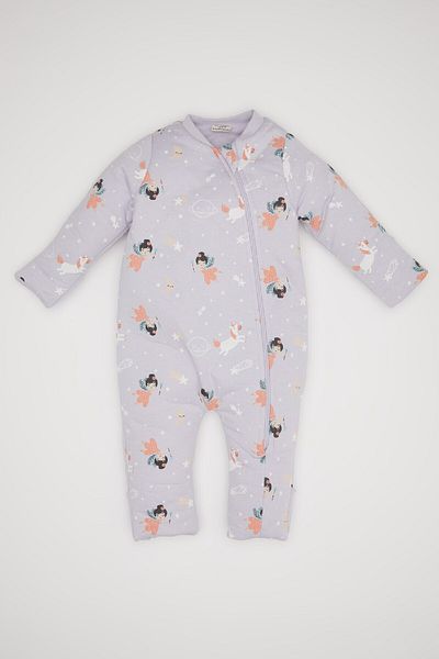 DeFacto Newborn Baby Girl Zippered 2.5 Tog Fiber Print Long Sleeve Sleeping Bag - D2453A524Au