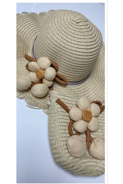 Nilbutik Girl's Colorful Straw Hat and Bag Set of 2