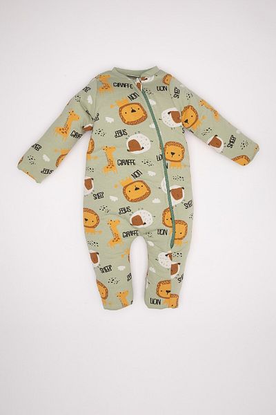 DeFacto Baby Boy Newborn Zippered 2.5 Tog Fiber Patterned Long Sleeve Combed Cotton Sleeping Bag D2448A524Au