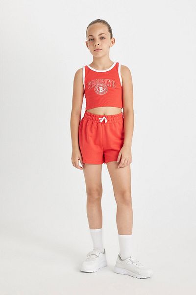 DeFacto Printed Ribbed Tank Top and Elastic Waist Shorts Set of 2 for Girls D0074A824Hs