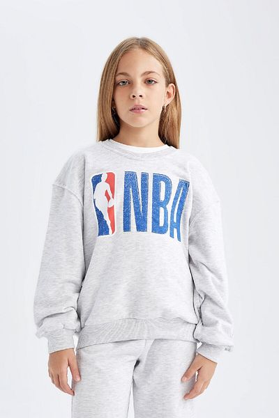 DeFacto Nba Wordmark Patterned - Girls Oversize Sweatshirt, Crew Neck C9507A824Au