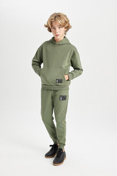 DeFacto Boys' School Jogger Sweatpants - Labeled, Rubber Waist, Pockets D1650A824Au