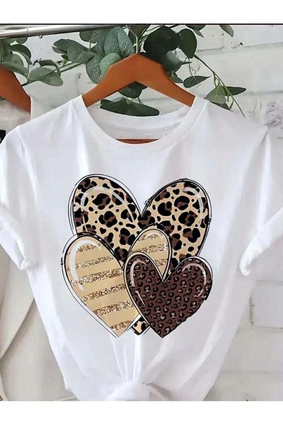 SEDA IŞIKLAR LEOPARD HEART OVERSIZED PRINTED T-SHIRT