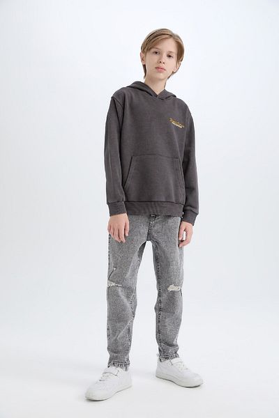 DeFacto Boy's Hooded Back Printed Sweatshirt D3060A824Wn