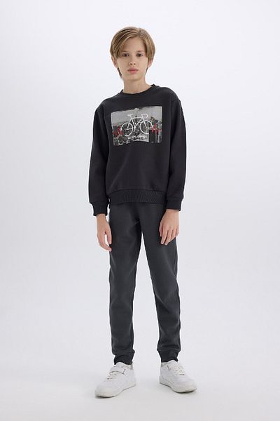 DeFacto Boy's Crew Neck Printed Thick Sweatshirt D3038A824Wn