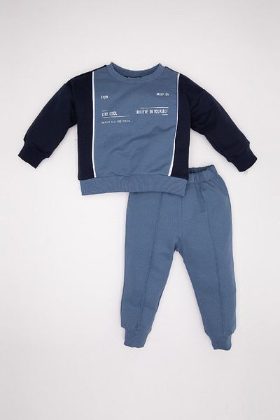 DeFacto Herren-Umstandsset: Bedrucktes Sweatshirt mit Rundhalsausschnitt und Jogginghose D2938a5