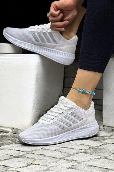 mihra home Unisex White Four Stripes Daily Mesh Comfortable Sports Shoes Mi̇hra4004