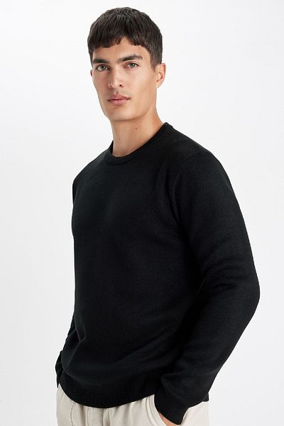 DeFacto Standard Fit Normal Cut Crew Neck Basic Plain Knitwear Sweater D1967Ax24Au