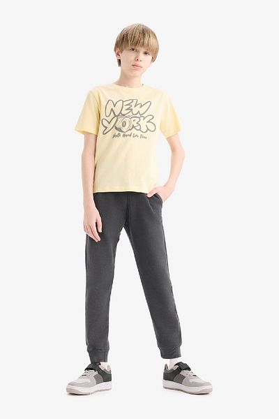 DeFacto Boys' Anthracite Straight Jogger Sweatpants - Ελαστική μέση και τσέπες B7971a824wn