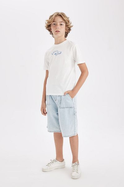 DeFacto Boys' Printed Short Sleeve T-Shirt - Crew Neck D2240A824HS