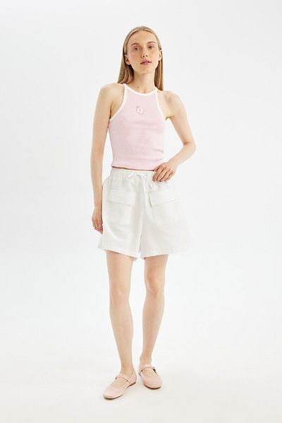 DeFacto Coole Relax Fit-Shorts aus Leinenmischung – normale Taille, kurzes Bein D3468AX24HS