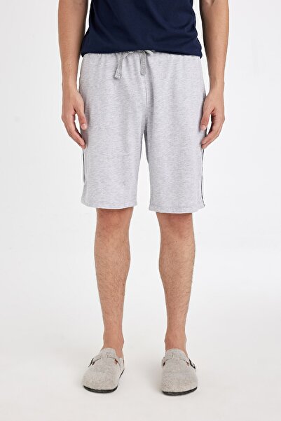 DeFacto Crew Neck Print Pajamas Set - Short Sleeve, Elastic Waist, Basic Top and Solid Shorts D0935Ax24Au