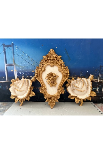 busraconcept Pictură decorativă de perete 3 buc, trandafir și ornament decora...