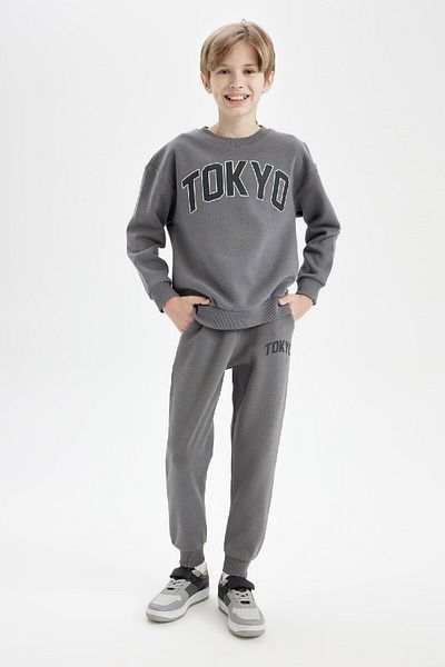 DeFacto Boy's Printed Elastic Waist Leg Pocket Jogger School Sweatpants D1647A824Au