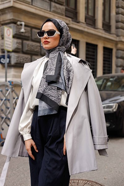 QASSA SHAL Ethnic Pattern Soft Shawl Larisa Series Anthracite