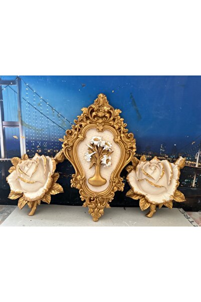 busraconcept Çiçekli tablo dekor 3lü set