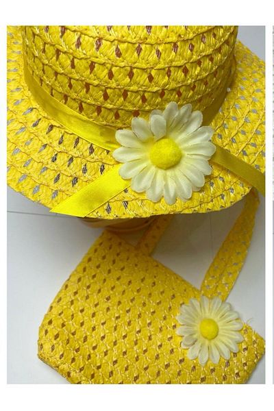 Nilbutik Girl's Colorful Straw Hat and Bag Set of 2