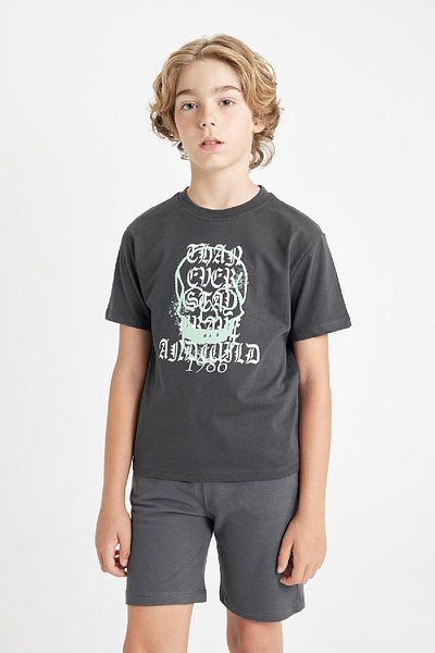 DeFacto Boy's Short Sleeve Printed T-Shirt - Crew Neck D2226A824HS