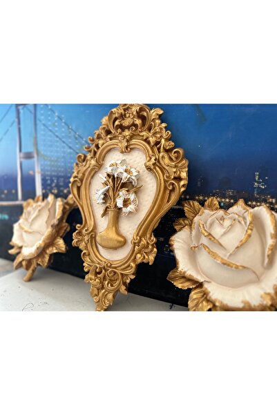 busraconcept Çiçekli tablo dekor 3lü set