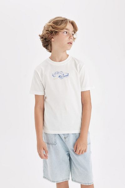 DeFacto Boys' Printed Short Sleeve T-Shirt - Crew Neck D2240A824HS