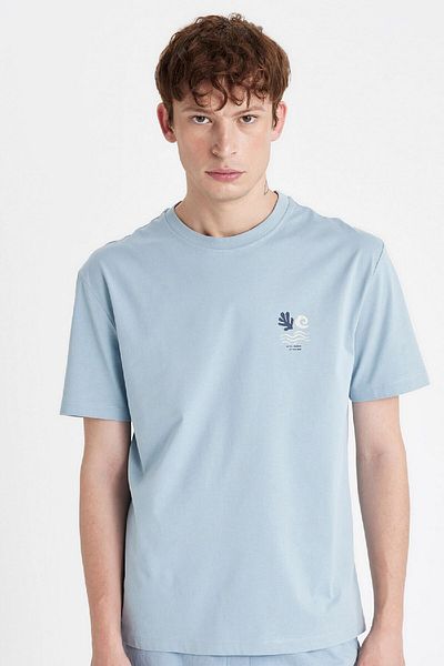 DeFacto T-shirt C5651AX24HS με κανονική εφαρμογή με στάμπα με λαιμόκοψη