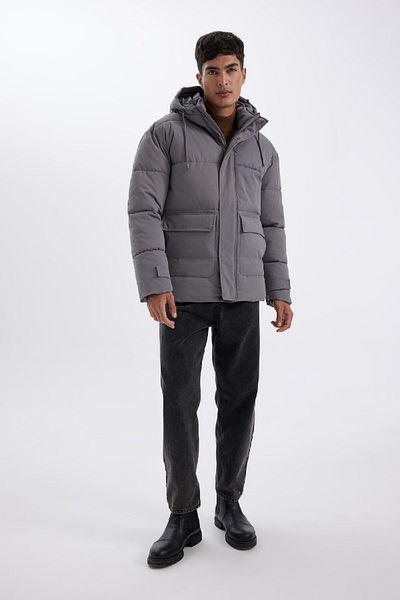 DeFacto Slim Fit Slim Fit Puffer Coat με κουκούλα με φερμουάρ διπλή τσέπη A3489ax24wn