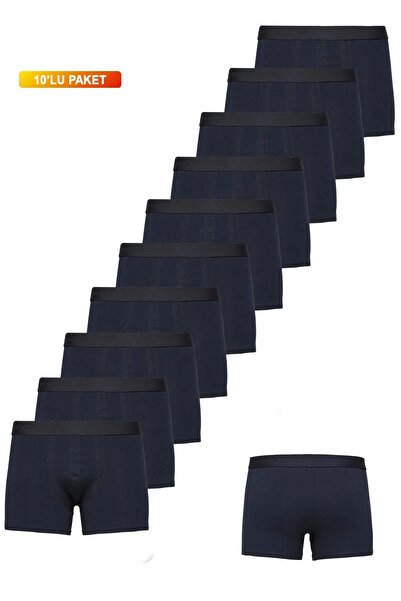 Didaly Συσκευασία με 10 ανδρικά βαμβακερά μπόξερ από λύκρα σε μπλε ναυτικό χρ...