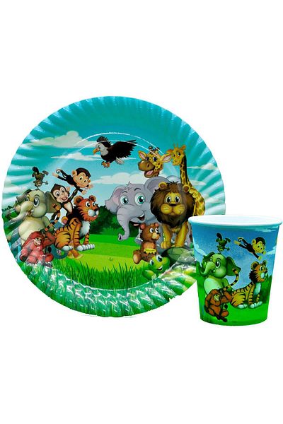 CUGY Safari Animal Themed Set of 8 Plates and Cups