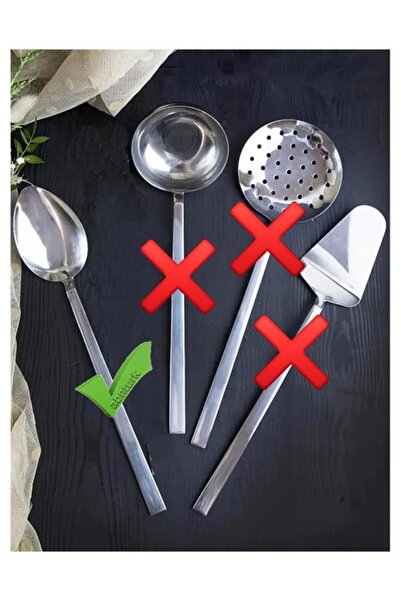 abnturk Aşçılar için Büyük Kaşık 1 Adet Servis Kaşığı Paslanmaz Çelik Ultra L...