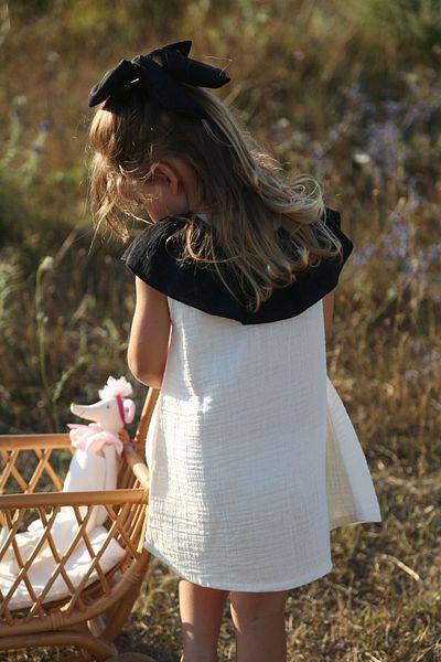 Pure Lille Nora Ecru Children's Dress - Detachable Muslin Collar