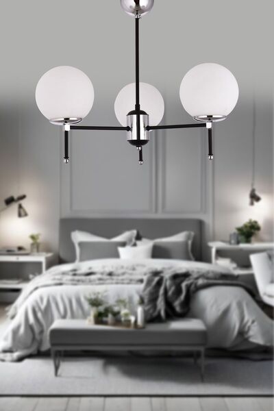 Step Aydınlatma Nazlı Siyah-krom 3 Kollu, Çok Fonksiyonlu(AÇIKLAMA BKNZ.)modern Salon Y. Odası O. Odası Avizesi