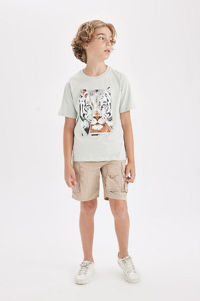 DeFacto Boy's Short Sleeve Crew Neck T-Shirt - Printed, D2237A824HS