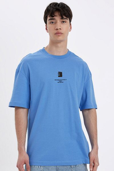 DeFacto Potrivire confortabilă - Tricou cu mânecă scurtă imprimat cu gâtul turnat C5755ax24hs