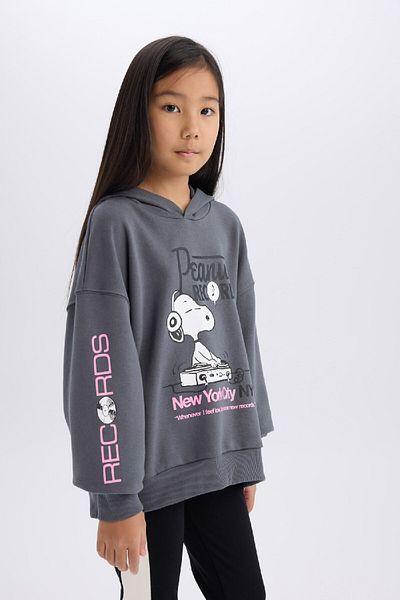 DeFacto Snoopy Hooded Oversize Girl's Sweatshirt - D3110A824Wn
