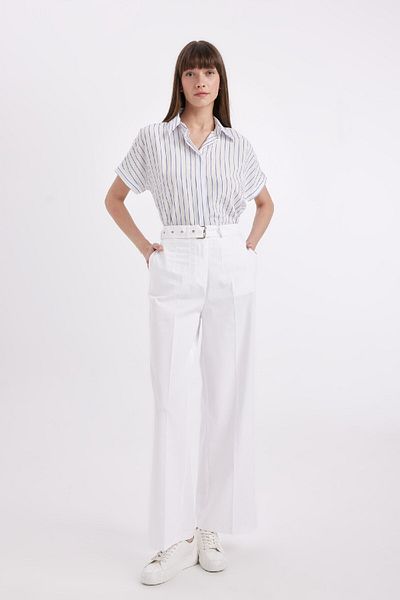 DeFacto Oversize Wide Fit Striped Short Sleeve Shirt D3077Ax24Sm