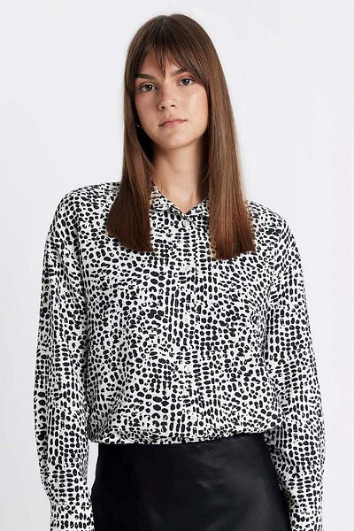 DeFacto Bequem geschnittene, gemusterte Langarm-Shirt-Tunika – D1435ax24hs