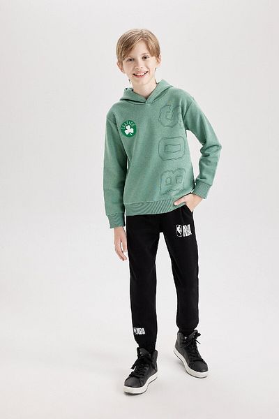 DeFacto Boys Green Nba Boston Celtics Sweatshirt - Thick, Hood and Back Print D3124A824Au