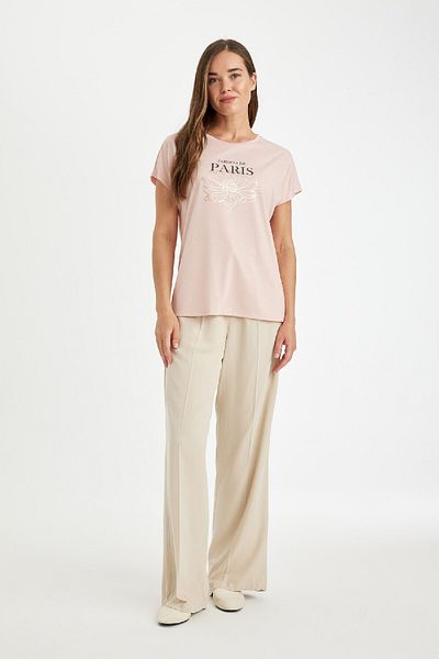 DeFacto Crew Neck Printed Short Sleeve T-Shirt D3322AX24HS