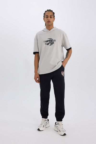 DeFacto DeFactoFit Thick Jogger Sweatpants NBA Chicago Bulls Standard Fit με τσέπες με κορδόνια στη μέση ελαστικό πόδι