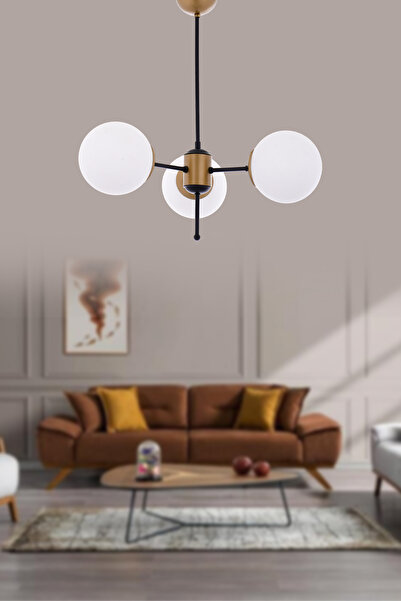 Step Aydınlatma Ava Siyah-eskitme 3 Kollu Modern Salon Y. Odası O. Odası Avizesi